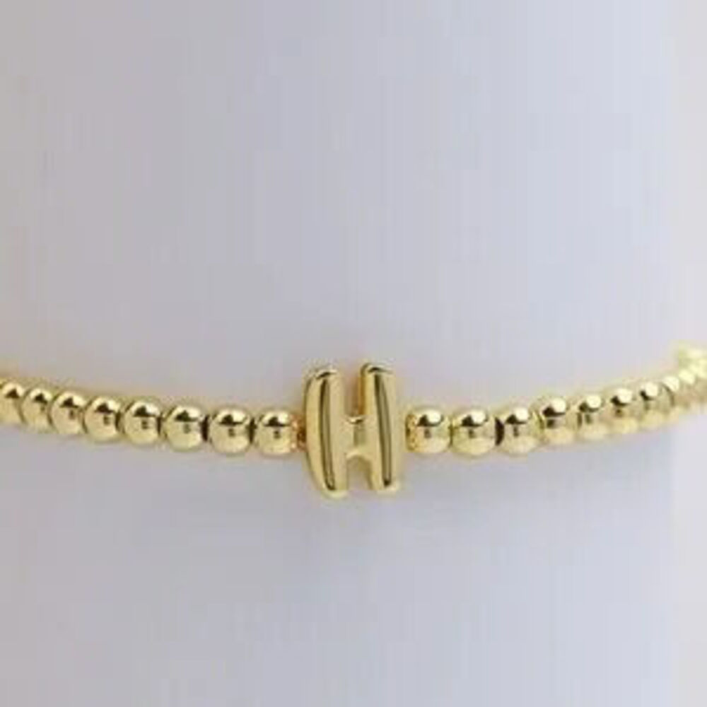 Gold Beaded Bubble Initial Bracelet (5100)